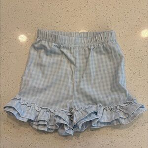 Stitchy Fish Blue Gingham Ruffle Kids Shorts